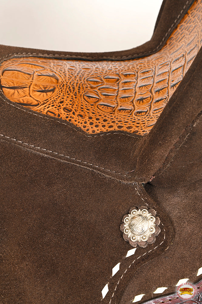 HILASON Flex Tree Western Horse Buckstitch Floral Trail Barrel American Leather Saddle Brown | for Horses