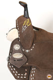 Hilason Flex Tree Western Horse Leaf Buckstitch Trail Barrel American Leather Saddle Brown