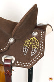 Hilason Flex Tree Western Horse Leaf Buckstitch Trail Barrel American Leather Saddle Brown