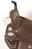 HILASON Flex Tree Western Horse Leaf Buckstitch Trail Barrel American Leather Saddle Brown | for Horses