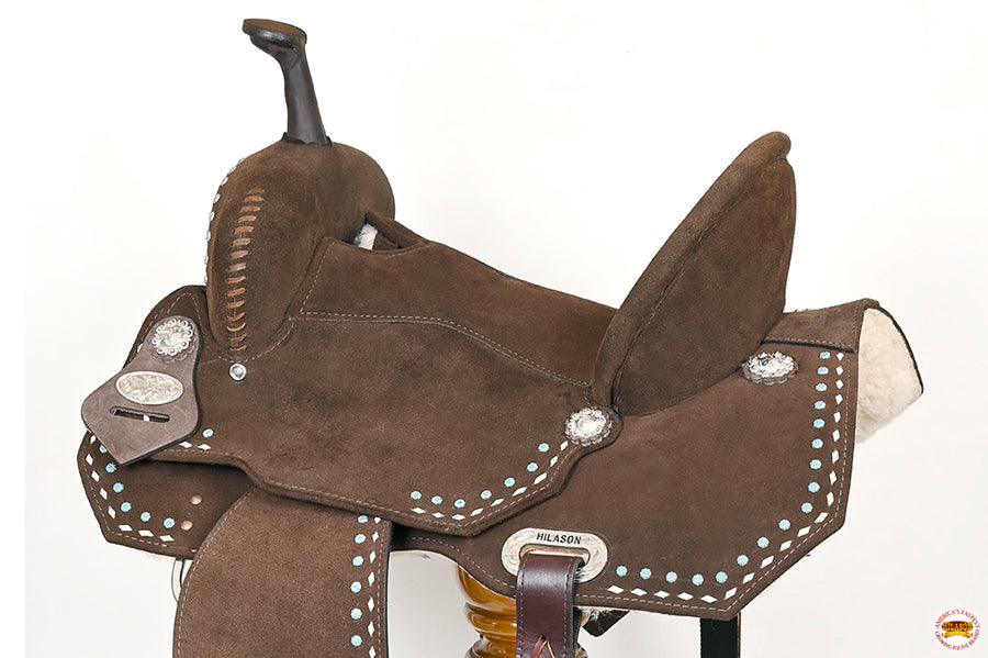 HILASON Flex Tree Western Horse Stud Trail Barrel American Leather Saddle Brown | for Horses