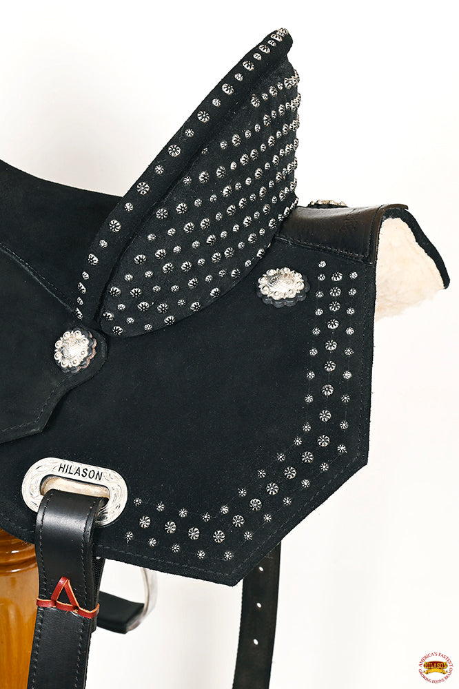 HILASON Flex Tree Western Horse Stud Trail Barrel American Leather Saddle Black | for Horses