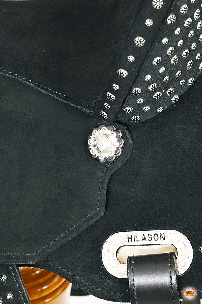 HILASON Flex Tree Western Horse Stud Trail Barrel American Leather Saddle Black | for Horses