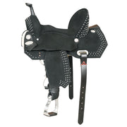 HILASON Flex Tree Western Horse Stud Trail Barrel American Leather Saddle Black | for Horses