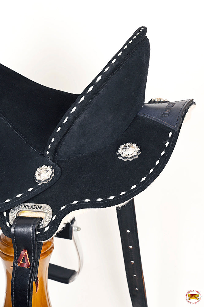 HILASON Flex Tree Western Horse Stud Trail Barrel American Leather Saddle Black | for Horses