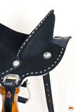 HILASON Flex Tree Western Horse Stud Trail Barrel American Leather Saddle Black | for Horses