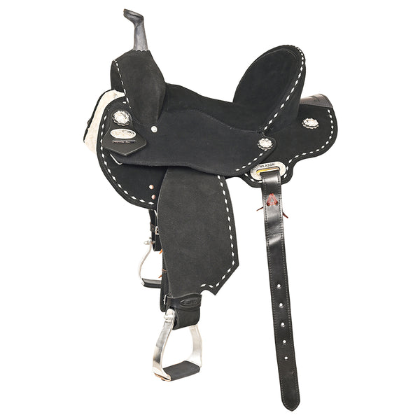 15 In Hilason Flex Tree Western Horse Buckstitch Trail Barrel American Leather Saddle Black - Uhorse