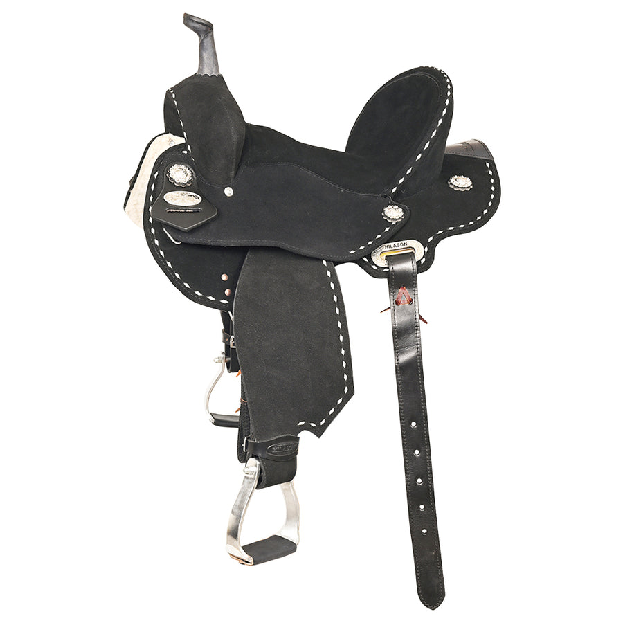 Hilason Flex Tree Western Horse Buckstitch Trail Barrel American Leather Saddle Black - Uhorse