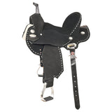 Hilason Flex Tree Western Horse Buckstitch Trail Barrel American Leather Saddle Black - Uhorse