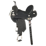 Hilason Flex Tree Western Horse Buckstitch Trail Barrel American Leather Saddle Black