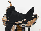 Hilason Flex Tree Western Horse Floral Trail Barrel American Leather Saddle Black