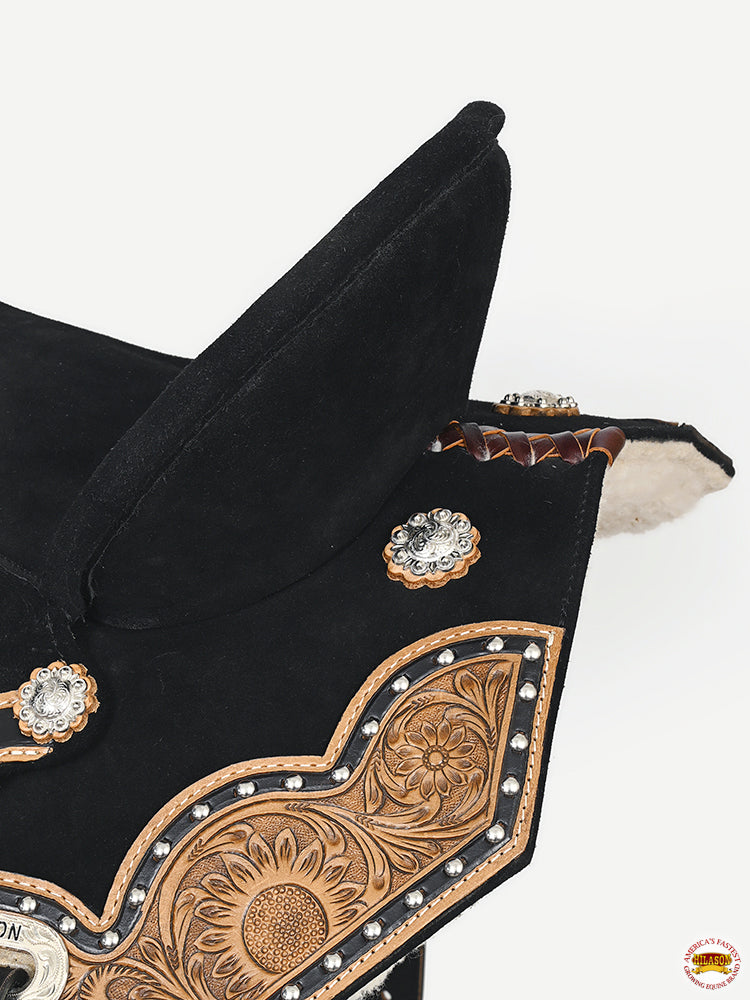 HILASON Flex Tree Western Horse Floral Trail Barrel American Leather Saddle Black | for Horses