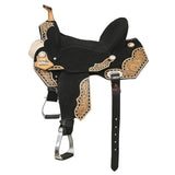 Hilason Flex Tree Western Horse Floral Trail Barrel American Leather Saddle Black