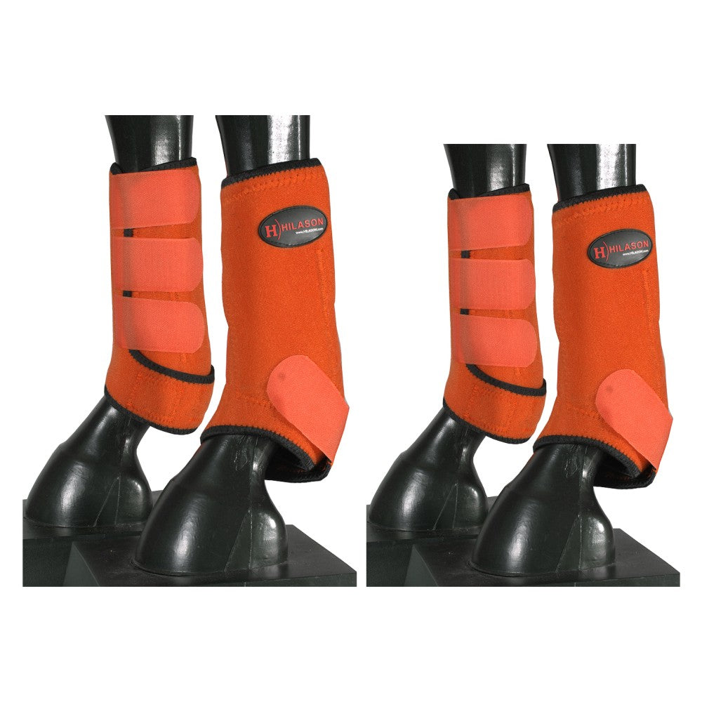 Hilason Western Horse Leg Wrap Protection Gear Brushing Medicine Sports Boots Orange Black