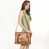 American Darling ADBG1393 Cross Body Hand Tooled Hair On Genuine Leather women bag western handbag purse