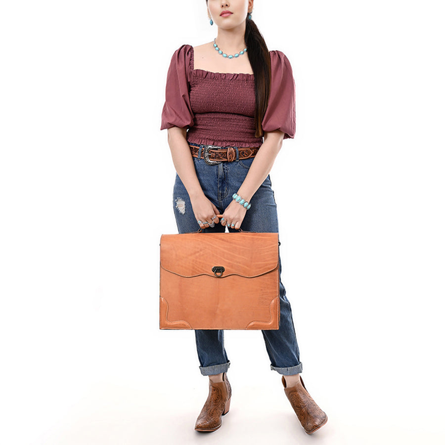 American Darling Western Genuine Leather Briefcase Bag – Premium Handcrafted Work Tote with Durable Straps and Spacious Interior