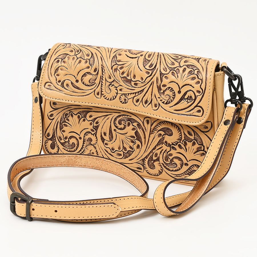 American Darling Cross Body Hand Tooled Genuine Leather Western Women Bag | Antique Tan Handbag Purse Crossbody for - Uhorse