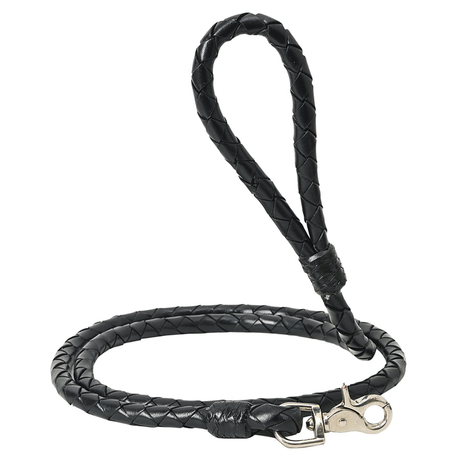 HILASON Braided Genuine Leather Dog Leash with Heavy Duty Snap Durable Professional Training Lead Black - Uhorse