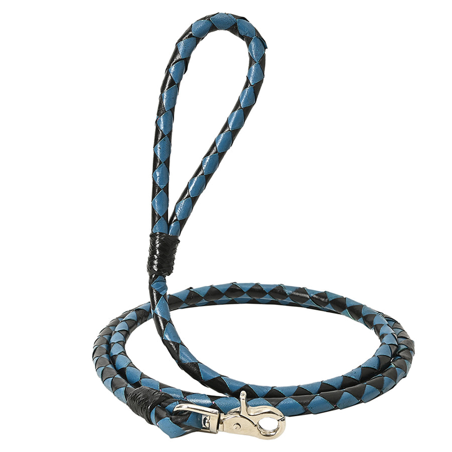 HILASON Braided Genuine Leather Dog Leash with Heavy Duty Snap Durable Professional Training Lead Turquoise - Uhorse