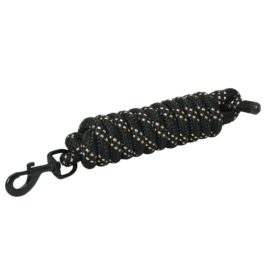 8 ft HILASON Western horse Specially Designed Blocker Lead rope with snap Black/Gold - Uhorse