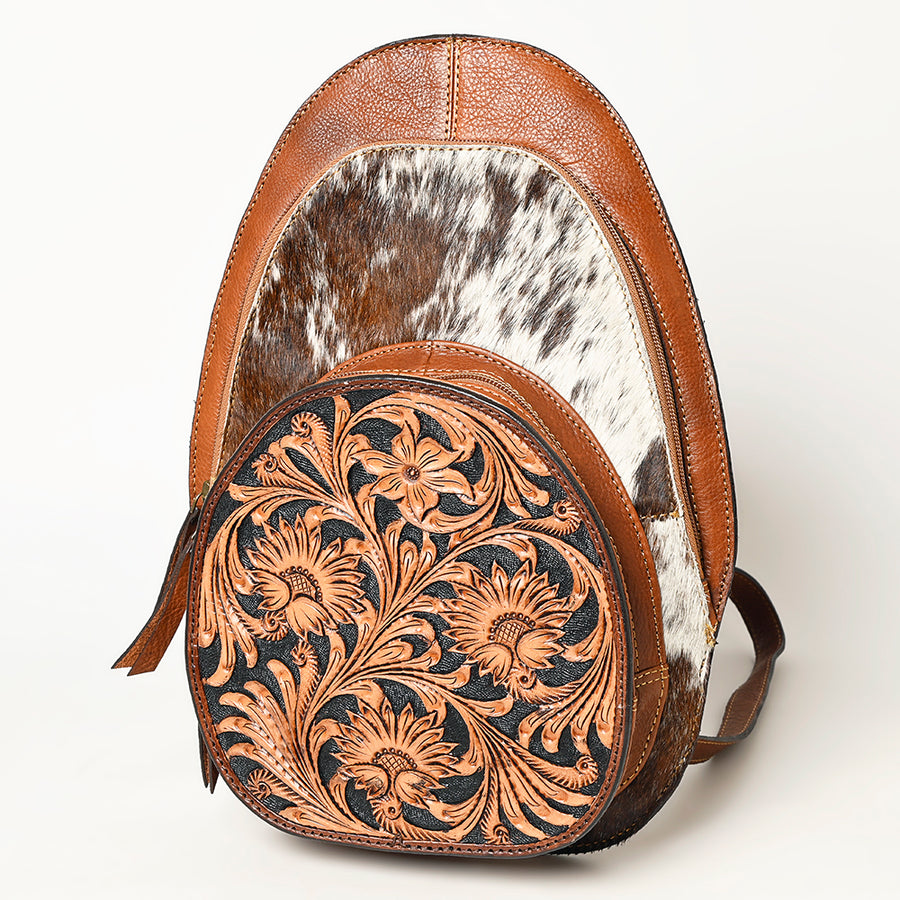 American Darling Western Leather Backpack Hand Tooled Hair-On Cowhide - Uhorse