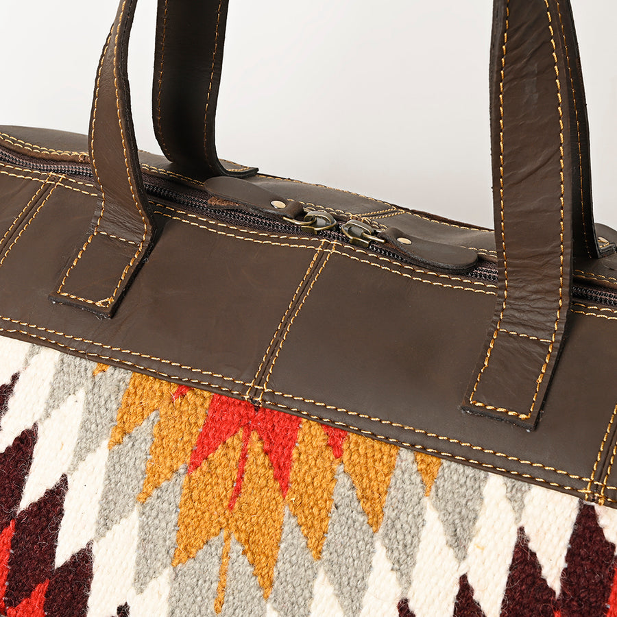 OHLAY Duffel Upcycled Wool Genuine Leather Women Bag Western Handbag Purse | Canvas for Womens Summer