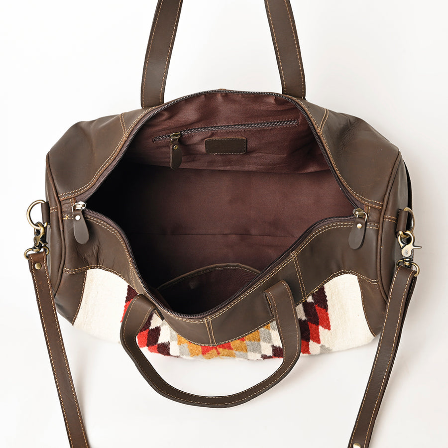 OHLAY Duffel Upcycled Wool Genuine Leather Women Bag Western Handbag Purse | Canvas for Womens Summer