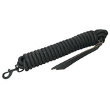 25 ft. Hilason Western Horse Nylon Lead Rope with snap and Latigo Ends Black - Uhorse