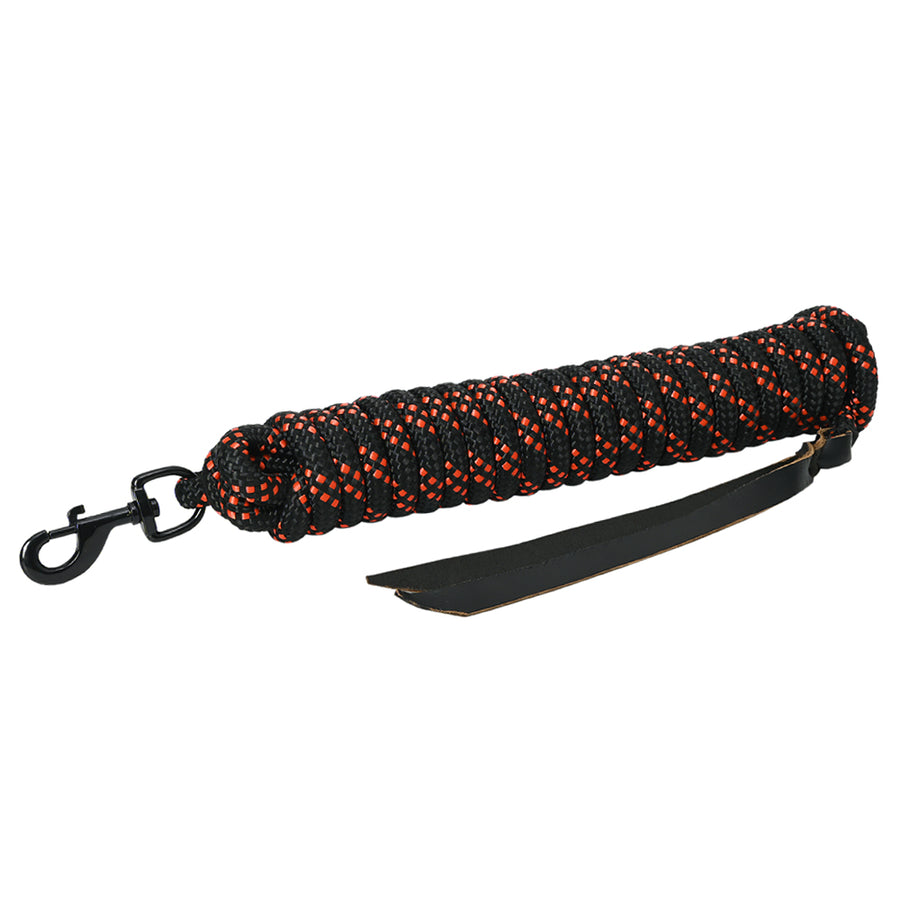 25 ft. Hilason Western Horse Nylon Lead Rope with snap and Latigo Ends Black/Red - Uhorse