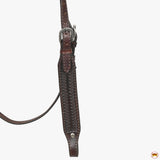 HILASON Western Horse Genuine Leather Hand Tooled Headstall Breast Collar Girth Brown