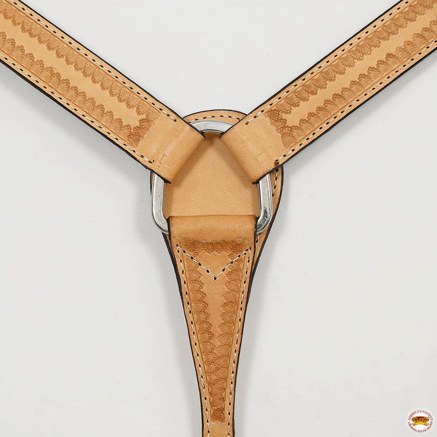 HILASON Western Horse Genuine Leather Hand Tooled Headstall Breast Collar Tan