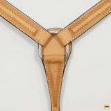HILASON Western Horse Genuine Leather Hand Tooled Headstall Breast Collar Girth Tan
