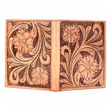 BAR H EQUINE Genuine Leather Hand Carved Rodeo Bifold Wallet For Men Women