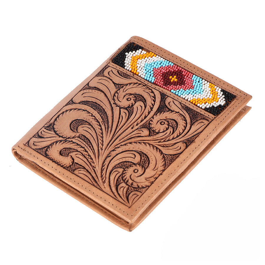 BAR H EQUINE Genuine Leather Hand Carved Bifold Wallet For Men Women - Uhorse