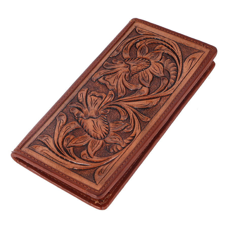 BAR H EQUINE Genuine Leather Hand Carved Bifold Wallet For Men Women - Uhorse
