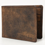 BAR H EQUINE American Western Bifold Men Genuine Leather Wallet Brown
