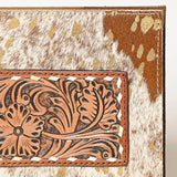 American Darling Western Leather Portfolio with Hair-On Cowhide, Genuine Leather Body & Hand-Tooled Floral Panel, Premium Craftsmanship