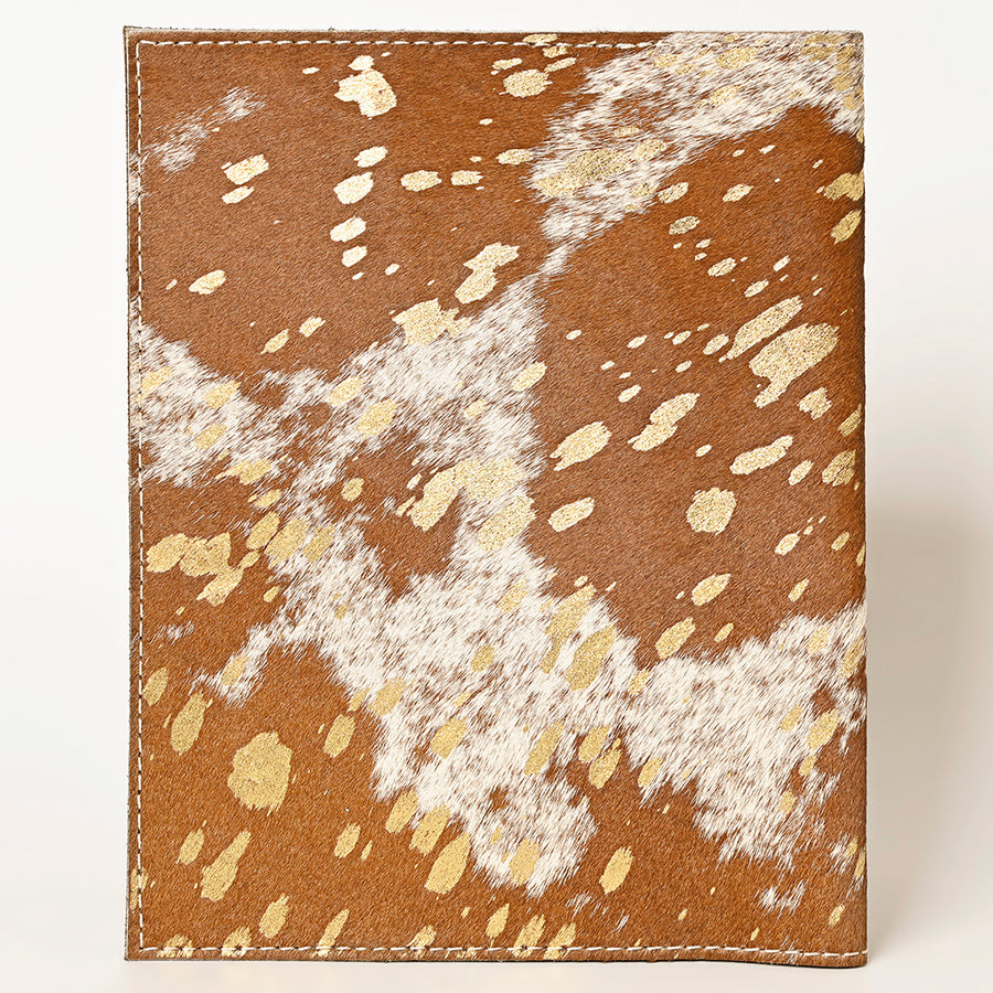 American Darling Western Leather Portfolio with Hair-On Cowhide, Genuine Leather Body & Hand-Tooled Floral Panel, Premium Craftsmanship
