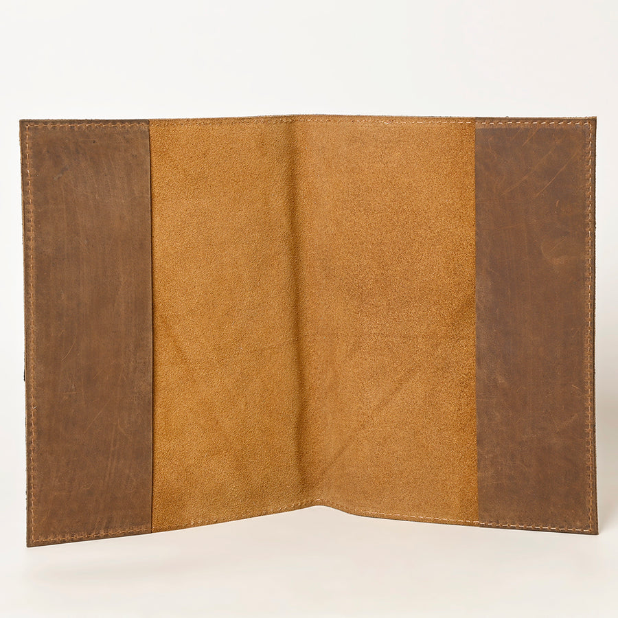 American Darling Western Leather Portfolio with Hair-On Cowhide, Genuine Leather Body & Hand-Tooled Floral Panel, Premium Craftsmanship