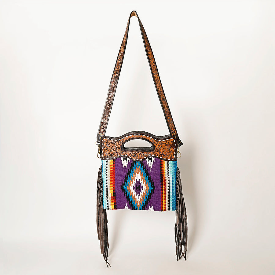 OHLAY Clutch Hand Tooled Saddle Blanket Genuine Leather women bag western handbag