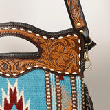 OHLAY HOBO Hand Tooled Upcycled Wool  Genuine Leather women bag western handbag purse