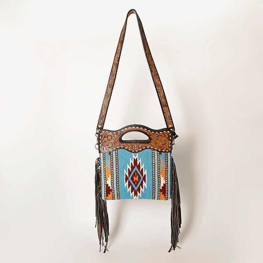 OHLAY Clutch Hand Tooled Saddle Blanket Genuine Leather women bag western handbag
