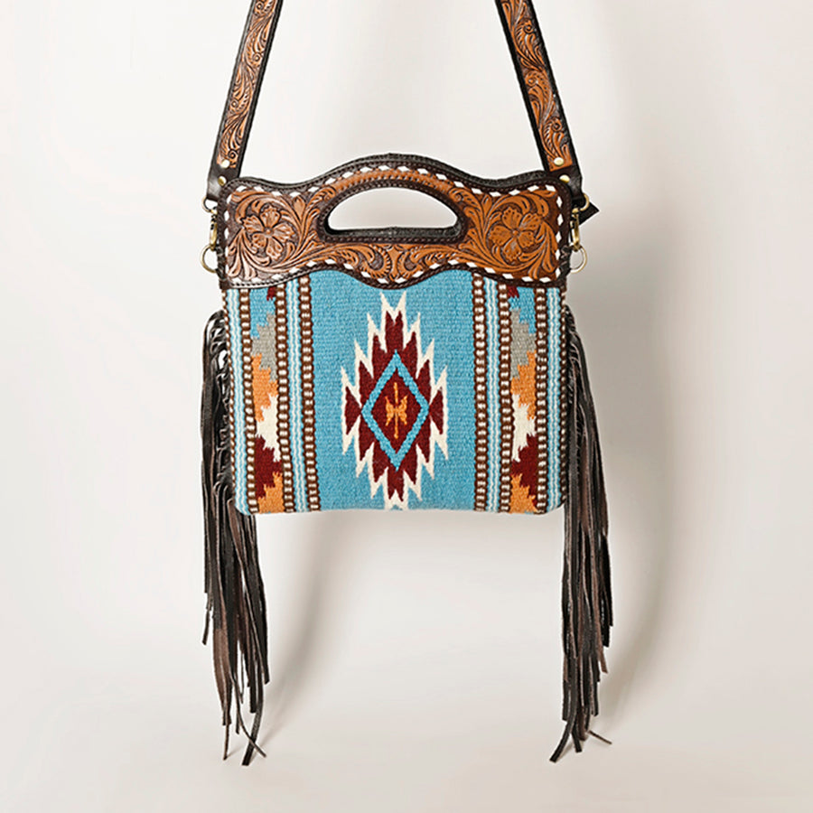 OHLAY Clutch Hand Tooled Saddle Blanket Genuine Leather women bag western handbag