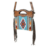 OHLAY OHA103B HOBO Hand Tooled Upcycled Wool  Genuine Leather women bag western handbag purse