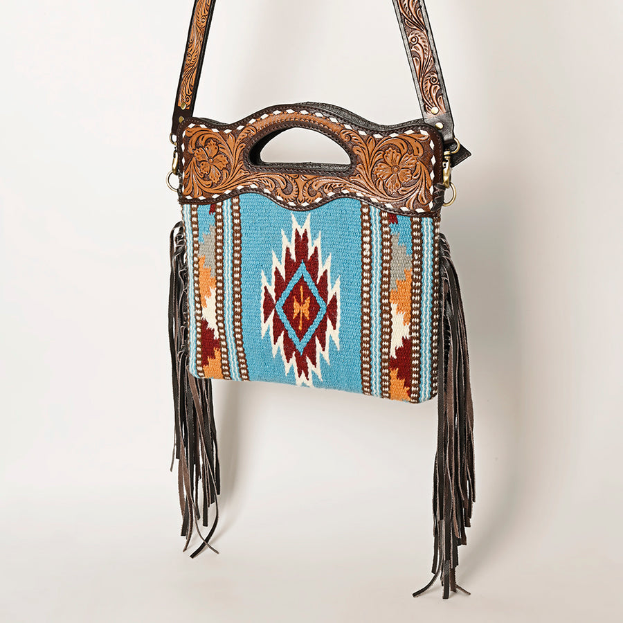 OHLAY OHA103B HOBO Hand Tooled Upcycled Wool Genuine Leather women bag by Hilason – Cowboy and equestrian accessories