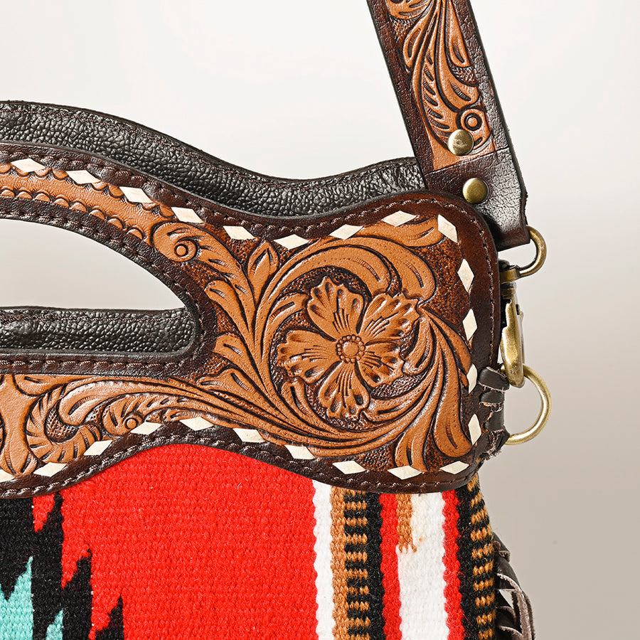 OHLAY Clutch Hand Tooled Saddle Blanket Genuine Leather women bag western handbag
