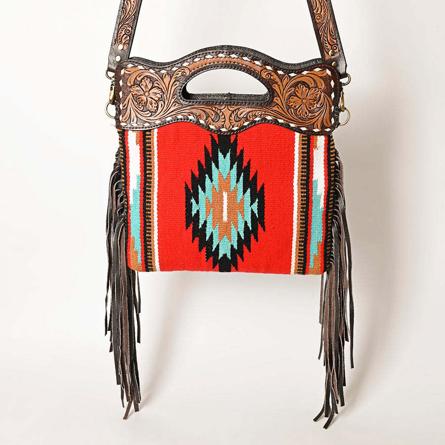 OHLAY Clutch Hand Tooled Saddle Blanket Genuine Leather women bag western handbag