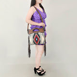 OHLAY HOBO Hand Tooled Upcycled Wool Genuine Leather women bag western