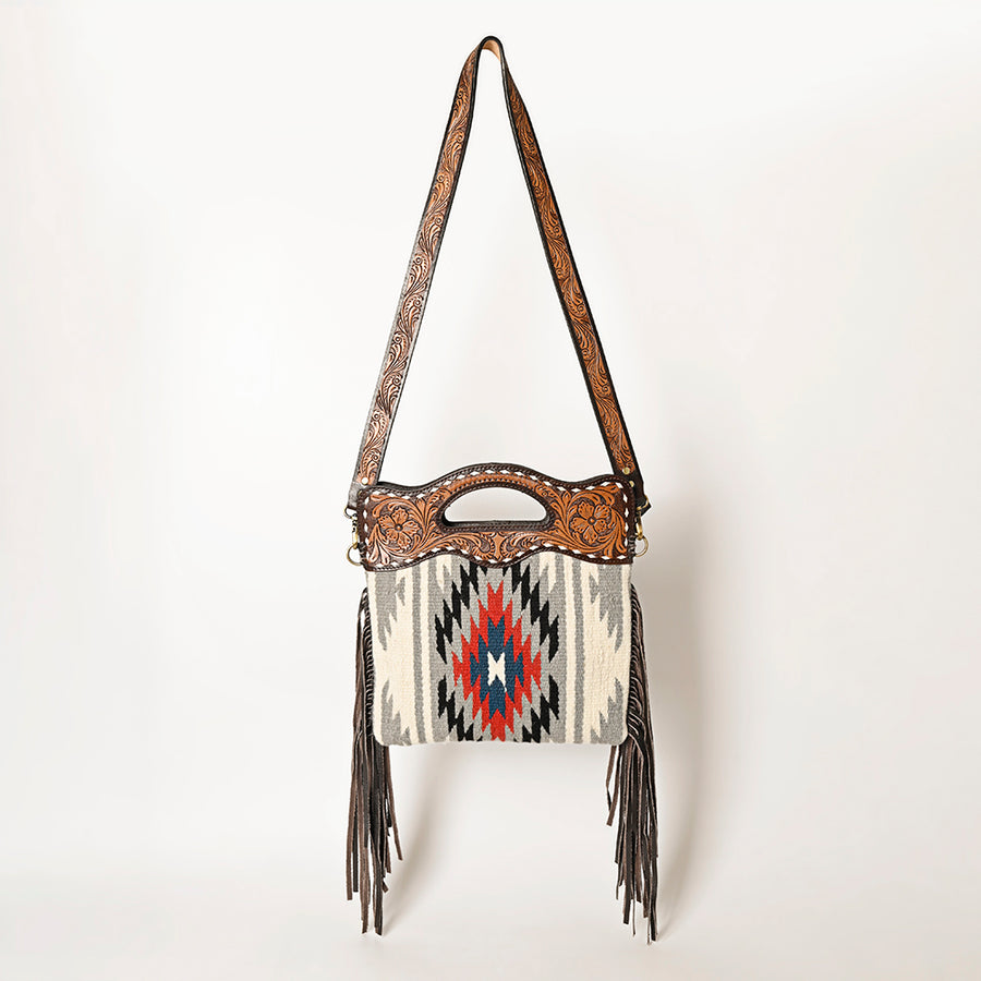 OHLAY Clutch Hand Tooled Saddle Blanket Genuine Leather women bag western handbag
