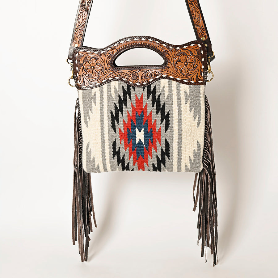 OHLAY Clutch Hand Tooled Saddle Blanket Genuine Leather women bag western handbag
